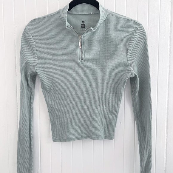 PacSun Me To We Quarter Zip Waffle Long Sleeve Shirt Size M - Picture 2 of 4